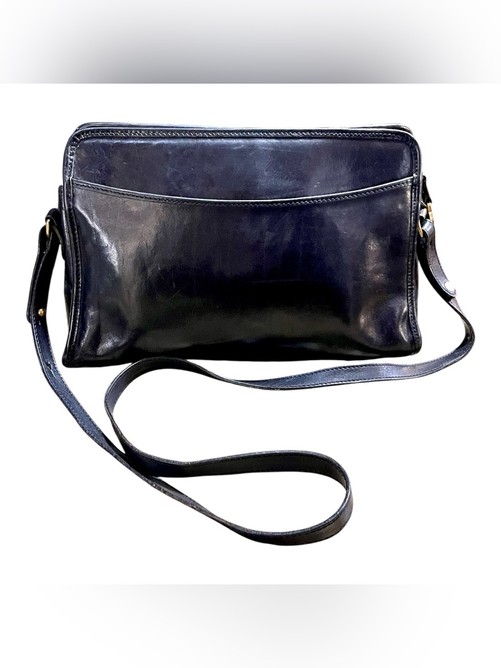 Vintage Brahmin Black Leather Crossbody Bag Fairhaven MASS USA